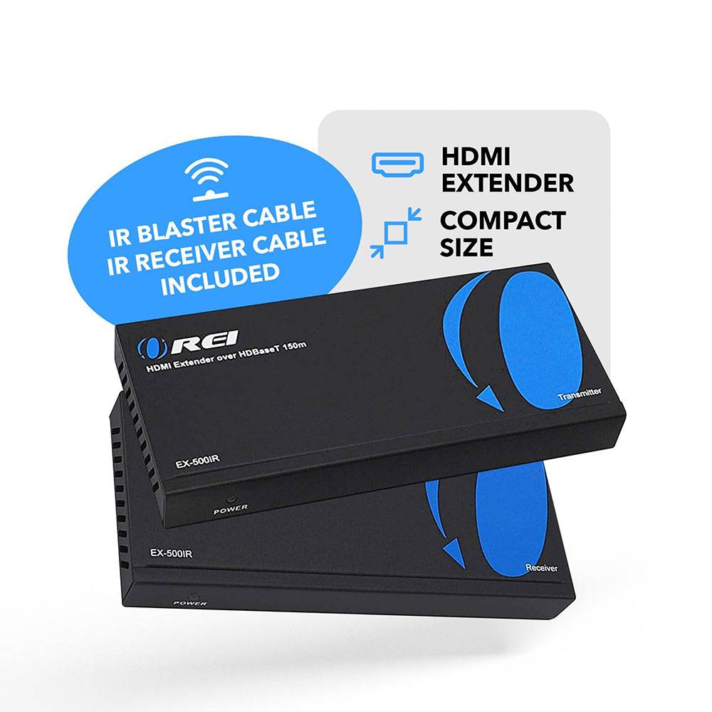 1080p HDBaseT HDMI Extender with Loop - 500ft Range Over Cat6 Cable (EX-500IR) for Home Theater, Conference Rooms & Digital Signage