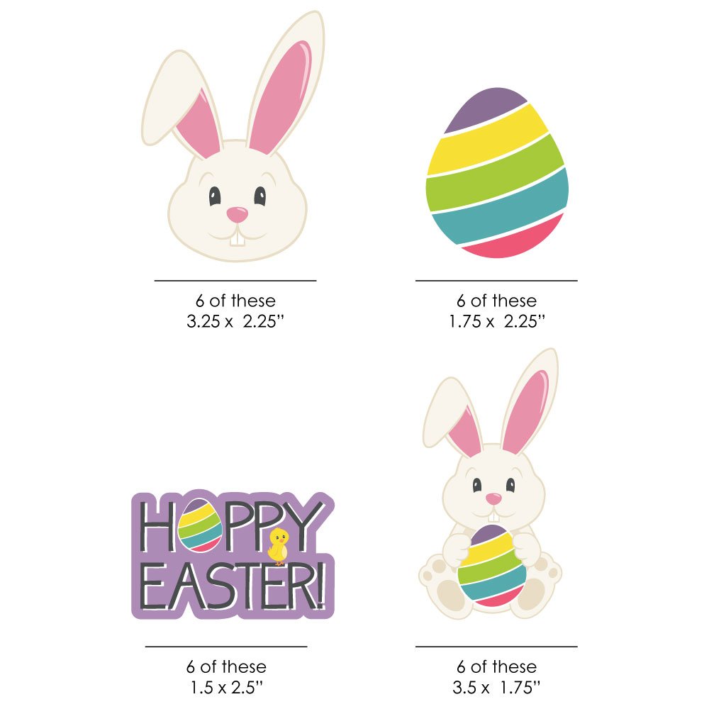 Big Dot of Happiness Hippity Hoppity Easter Bunny Paper Straws - 24 Pack Striped Party Decorations for Easter Celebrations, Spring Parties & Kids Birthday Decor