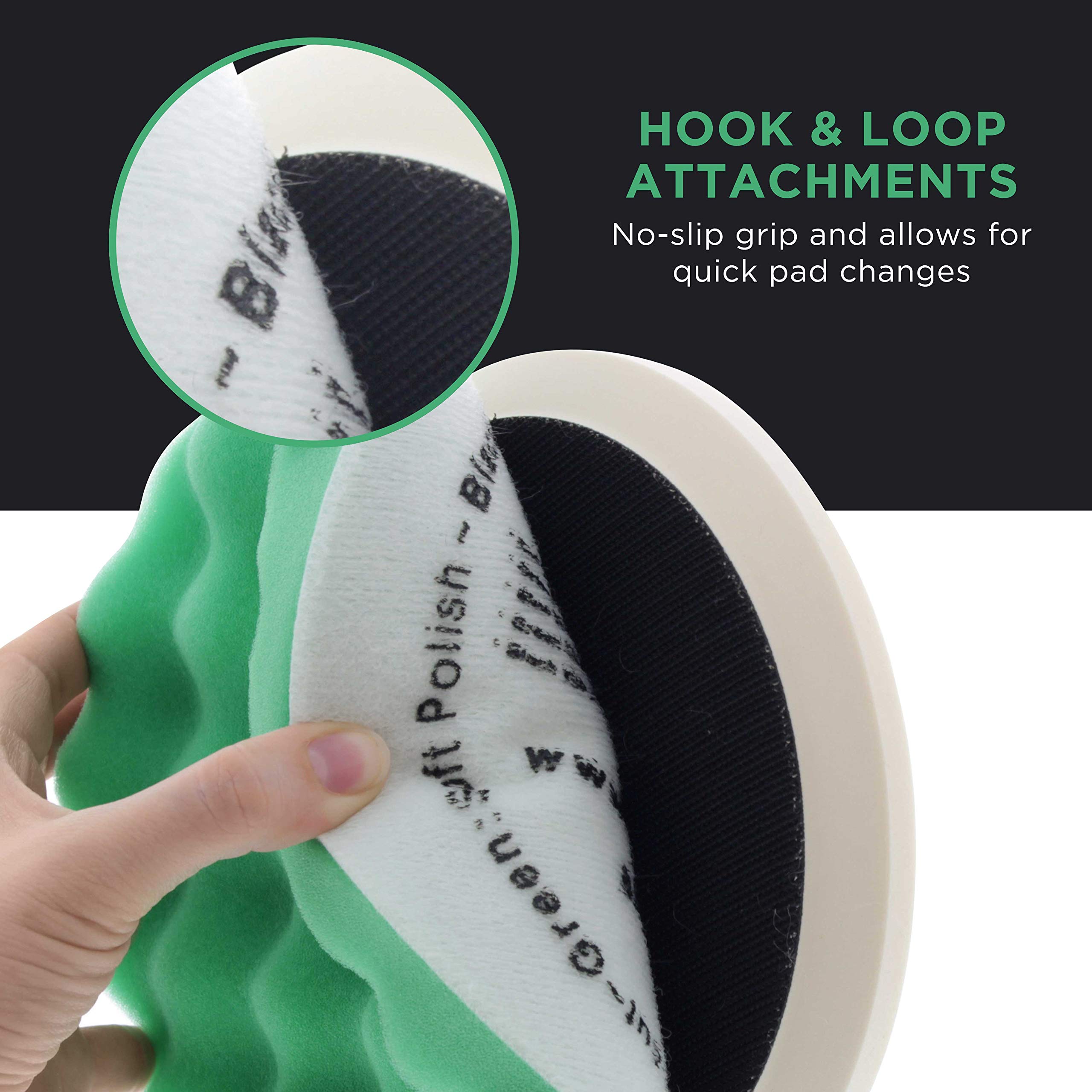 6.5 Inch Green Waffle Soft Polishing Grip Foam Pad for DA Polisher - Hook & Loop Backing Plate - Perfect for Car Detailing & Paint Correction