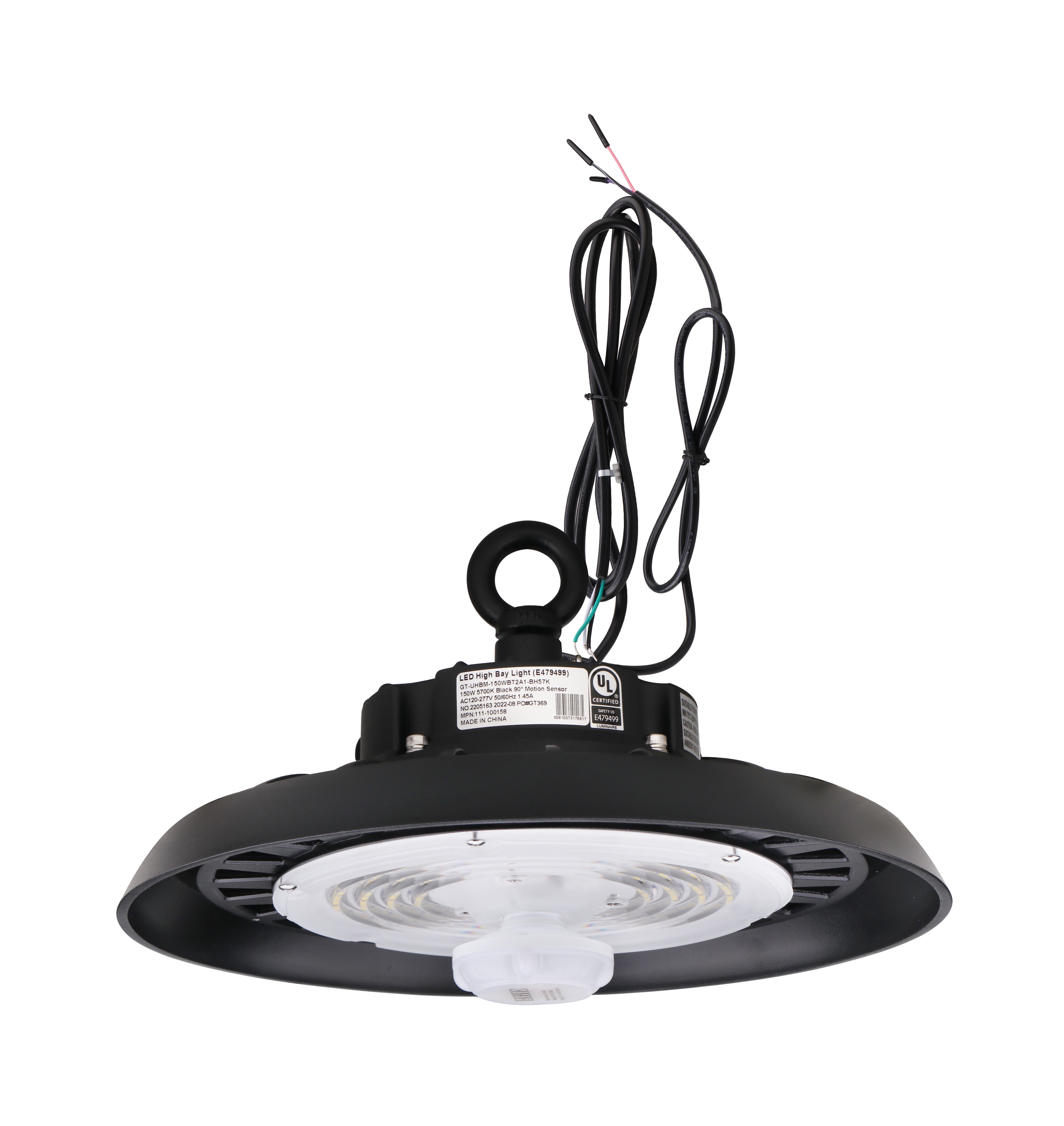 100W LED High Bay Light - 16,300 Lumens with Motion Sensor, UHBM & Hook Mount - UL+DLC5.1 Certified - Perfect for Warehouses, Garages & Industrial Spaces