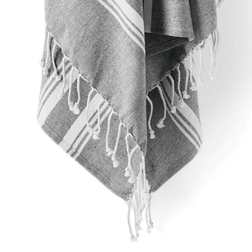 Premium Linen House EKALI BLACK Hammam Beach Towel 100x180cm - Ultra Absorbent, Quick Dry, Large Size for Pool, Spa, Yoga & Travel