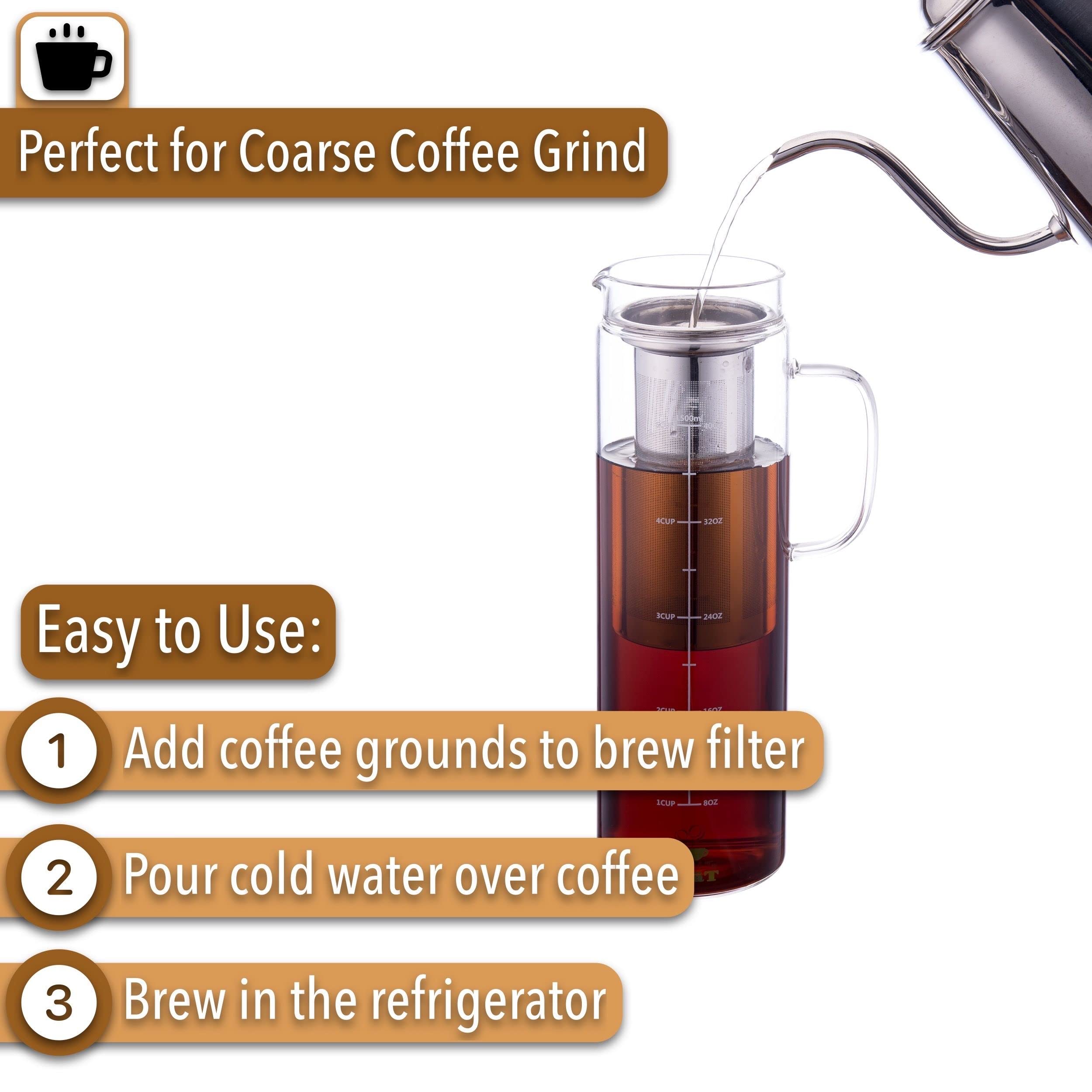 BTaT Cold Brew Coffee Maker 1.5 Quart - Iced Coffee & Tea Pitcher for Home & Office