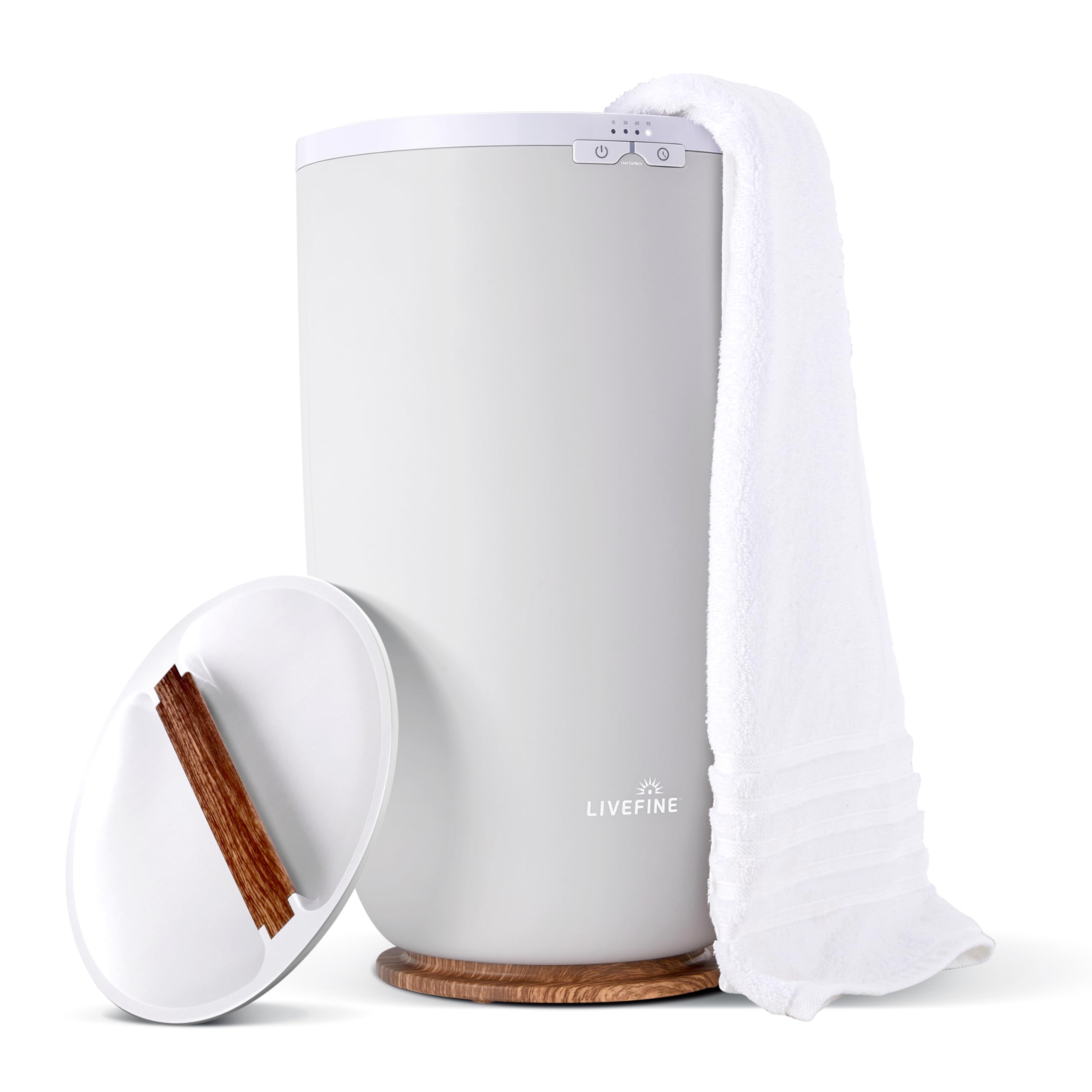LiveFine Large Bucket Style Luxury Towel Warmer Heater - Adjustable Timer & Auto Shut-Off - Fits 2 Oversized 40