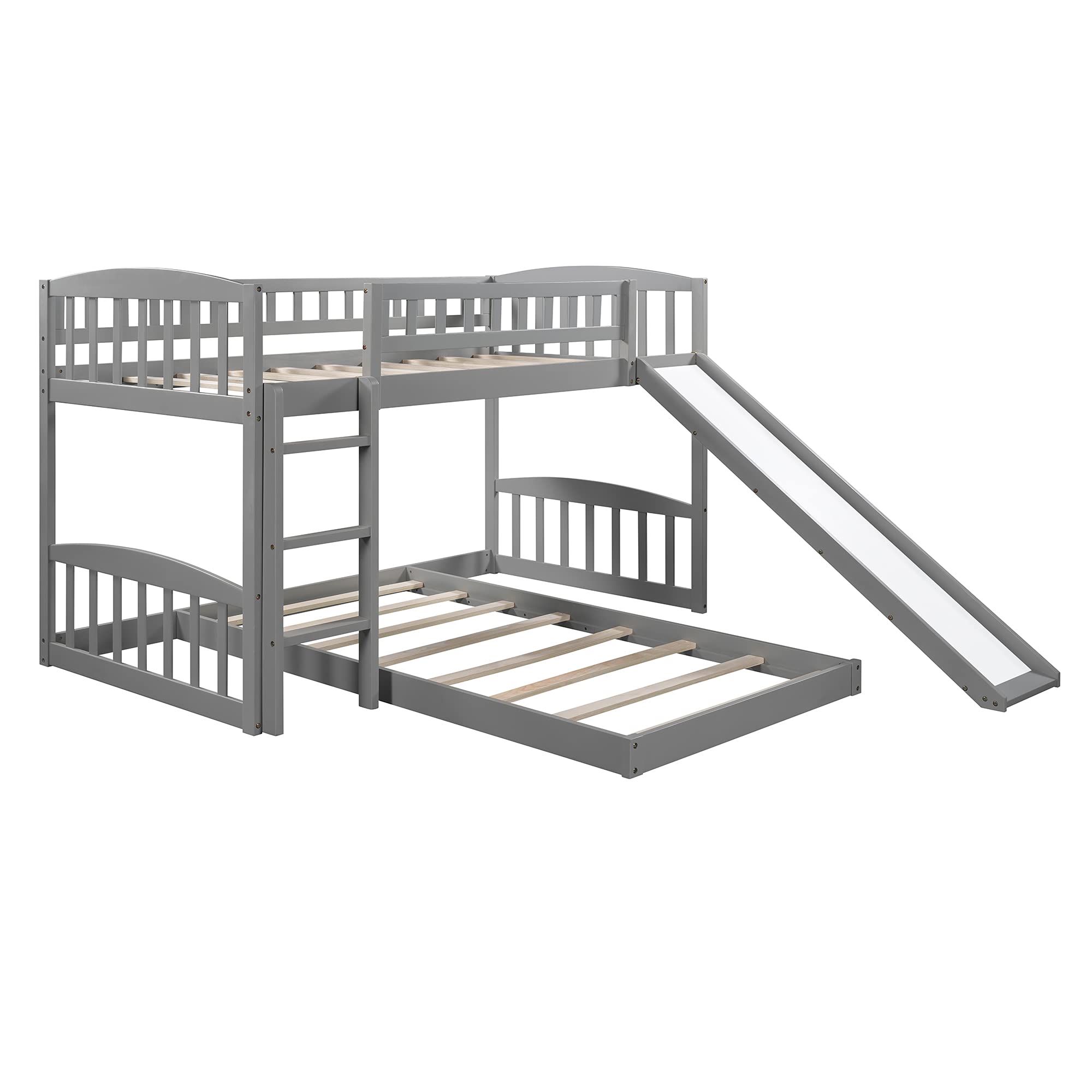 Twin Over Twin Bunk Bed with Slide & Ladder - Space-Saving Kids Bunk Bed for Siblings, Teens & Guest Rooms - No Box Spring Needed - Perfect for Small Bedrooms & Vacation Homes