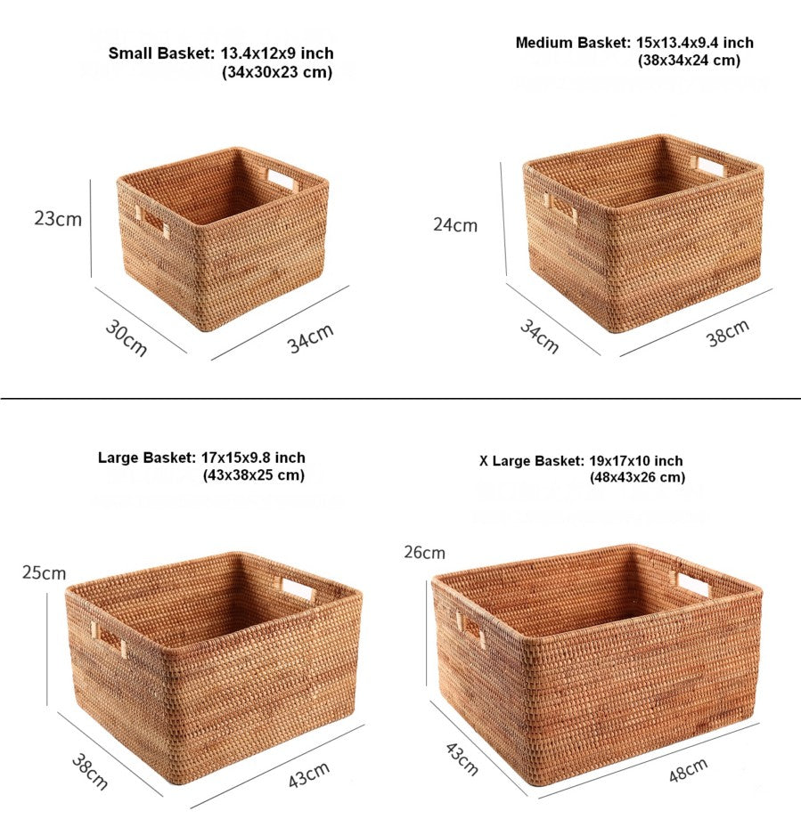 Extra Large Woven Storage Baskets - Rectangular Organizer for Clothes, Kitchen, Bedroom & Shelves | Perfect for Home Decor & Living Room Organization