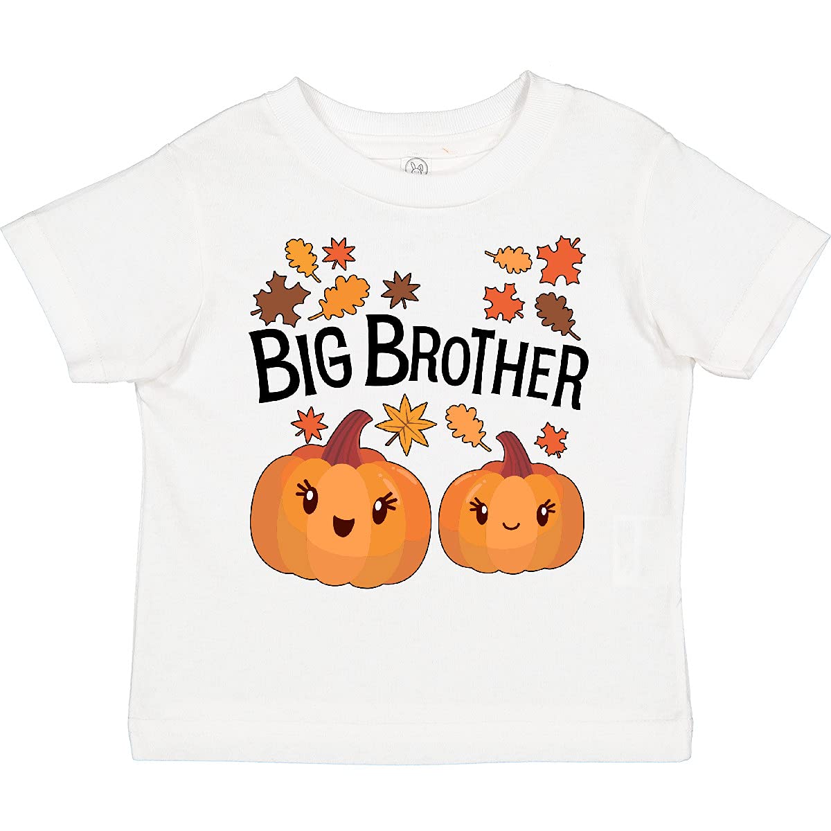 Inktastic Big Brother Pumpkins with Fall Leaves Toddler T-Shirt | Cute Autumn Sibling Outfit for Toddlers & Babies | Perfect for Fall Family Photos, Halloween, and Thanksgiving Gatherings