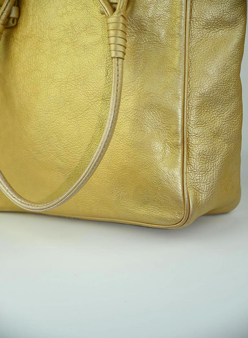 Bottega Veneta Gold Leather Handbag for Women | Luxury Designer Crossbody Bag | Perfect for Parties, Work & Everyday Use