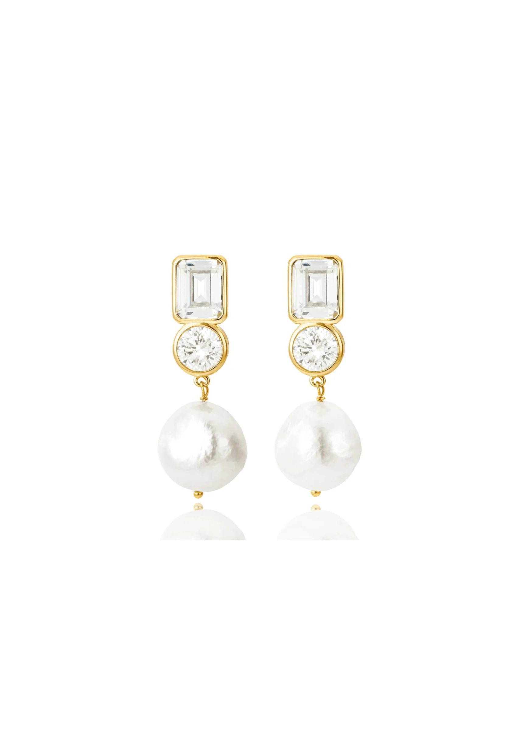 Lola Knight Millie Crystal & Pearl Drop Bridal Earrings - 18K Gold Plated Wedding Jewelry for Bride, Bridesmaids & Special Occasions
