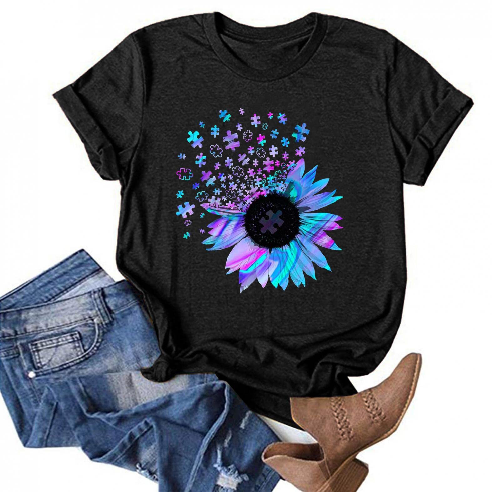 FABIURT Women's Cute Graphic T-Shirts - Loose Fit Casual Short Sleeve Crew Neck Blouse Tops with Funny Prints | Perfect for Everyday Wear, Weekend Outfits & Casual Gatherings