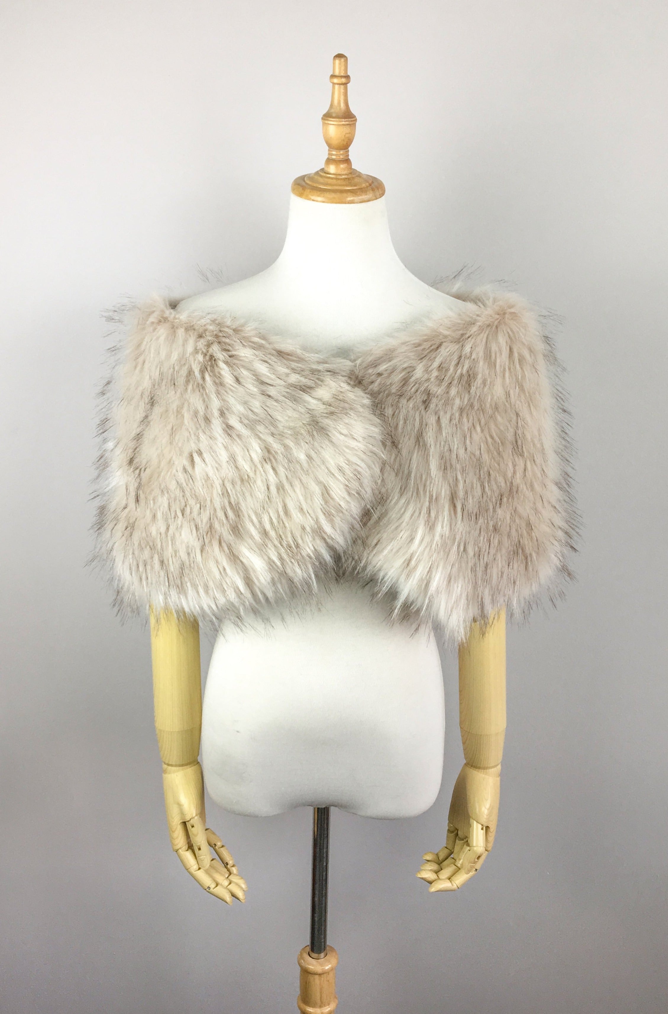 Serena Blu02 Blush Faux Fur Wrap with Black Tips - Elegant Winter Shawl for Women, Perfect for Parties, Weddings & Evening Events