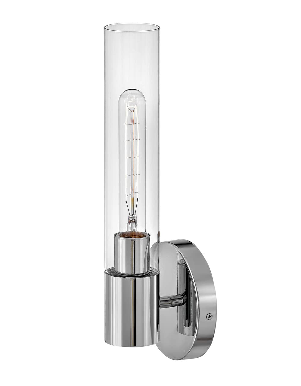 Lark Shea 85400CM Single Bathroom Vanity Light - Cylindrical Clear Glass Wall Sconce, Up or Down Mount - Chrome Finish for Bathroom, Powder Room, or Dressing Area Lighting