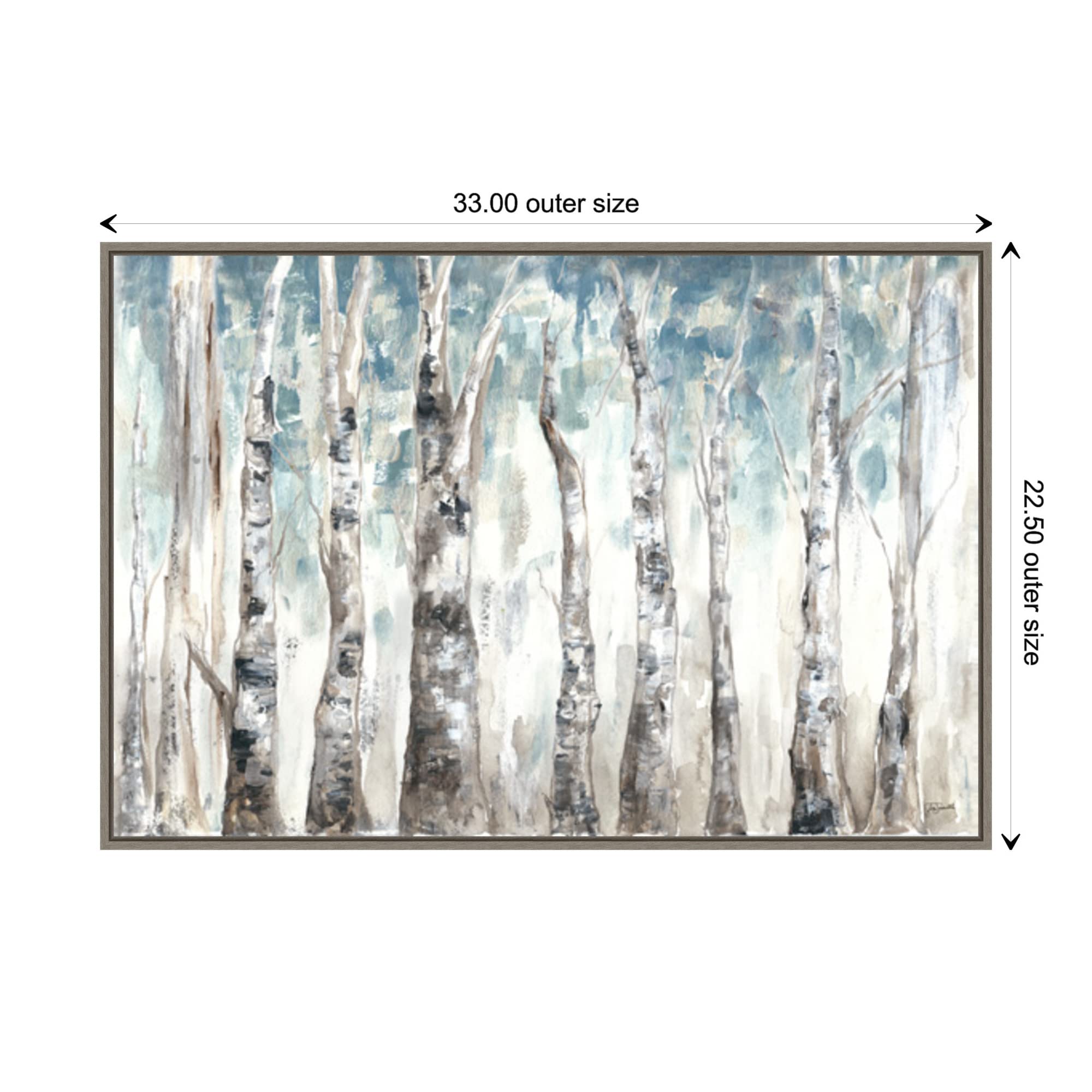 Amanti Art Framed Canvas Wall Art 23x33 - Winter Aspen Trunks Blue Abstract Painting by Tre Sorelle Studios | Rustic Farmhouse Decor | Large Framed Artwork for Living Room, Bedroom, Office & Dining Room | Perfect for Home & Wall Decor
