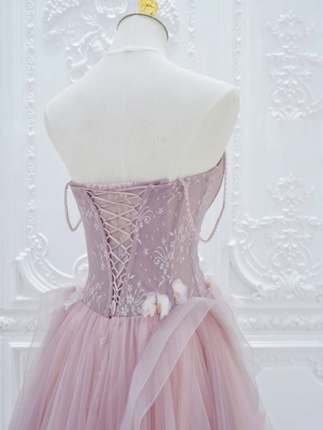 Elegant A-Line Pink Tulle Lace Long Prom Dress - Formal Evening Gown for Homecoming, Wedding, and Special Occasions