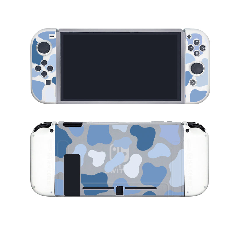 Premium Navy Blue Cow Print Protective Case for Nintendo Switch - Durable Cover for Gaming, Travel & Everyday Use