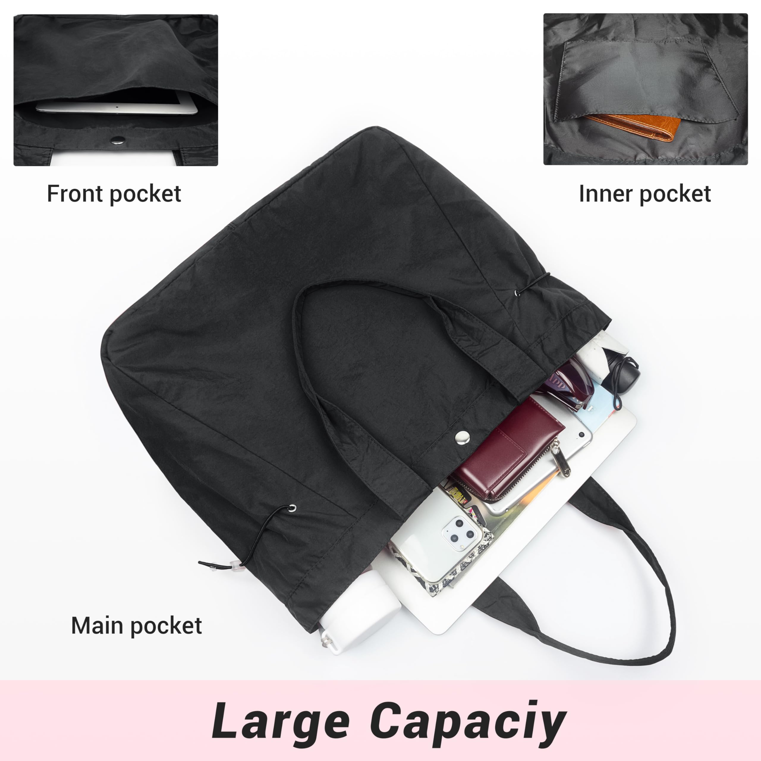 VOLGANIK ROCK Large Tote Bags for Women - Lightweight Shoulder Bag, Gym Bag, Beach Tote & Travel Handbag - Perfect for Work, Gym, Beach Trips & Weekend Getaways