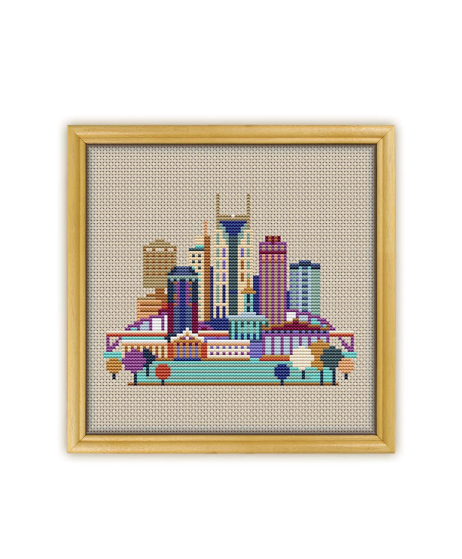 Nashville K098 Counted Cross Stitch Kit with Threads, Needles, Fabric, Clippers & Needle Threader - Complete Embroidery Starter Kit for Beginners & Advanced Stitchers - Perfect for DIY Home Decor, Gifts & Craft Projects