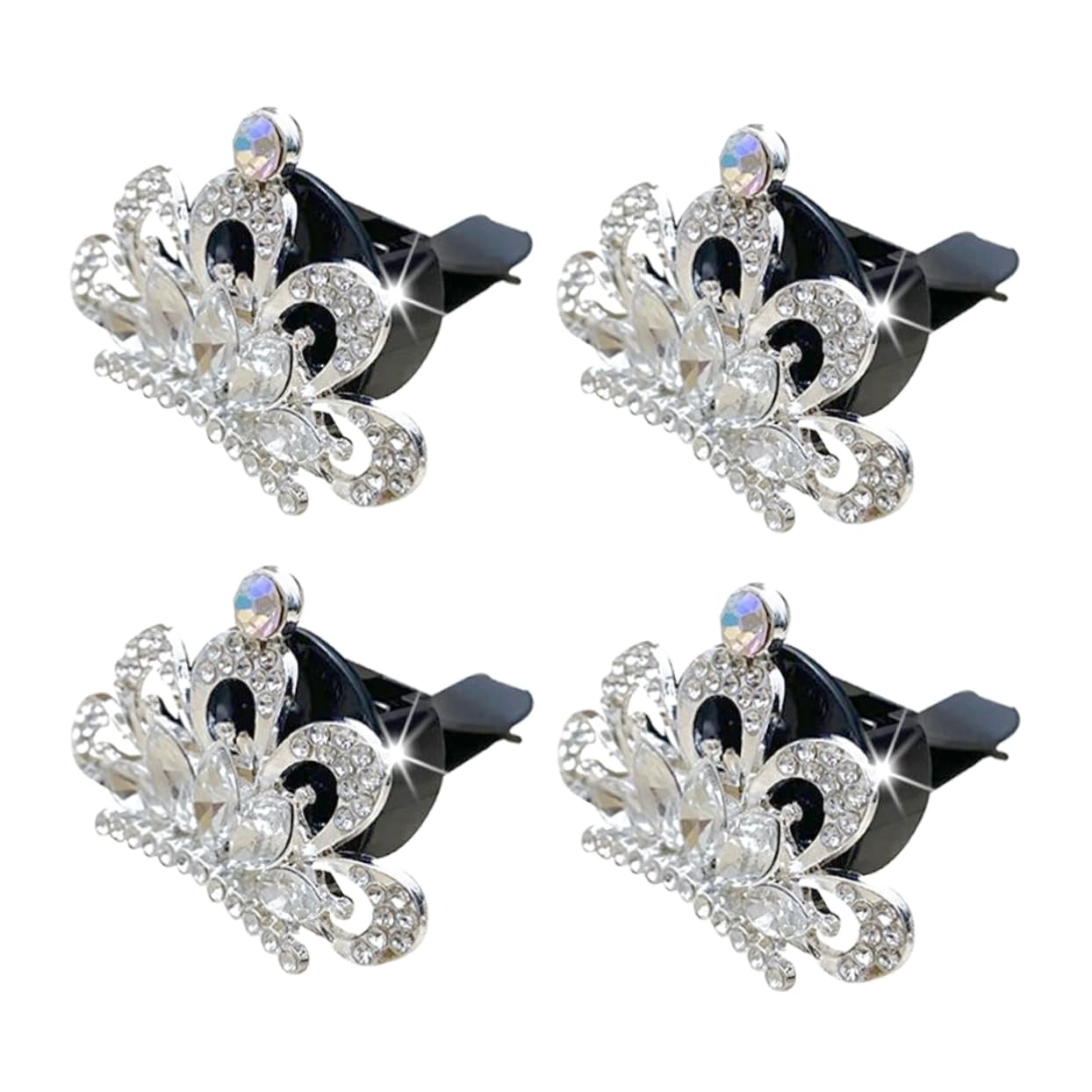 Hemoton 4pcs Rhinestone Car Vent Air Freshener Clips - Zinc Alloy Aroma Accessories for Car Interior Decor, White Miss Design, Perfect for Home, Office, and Travel Use