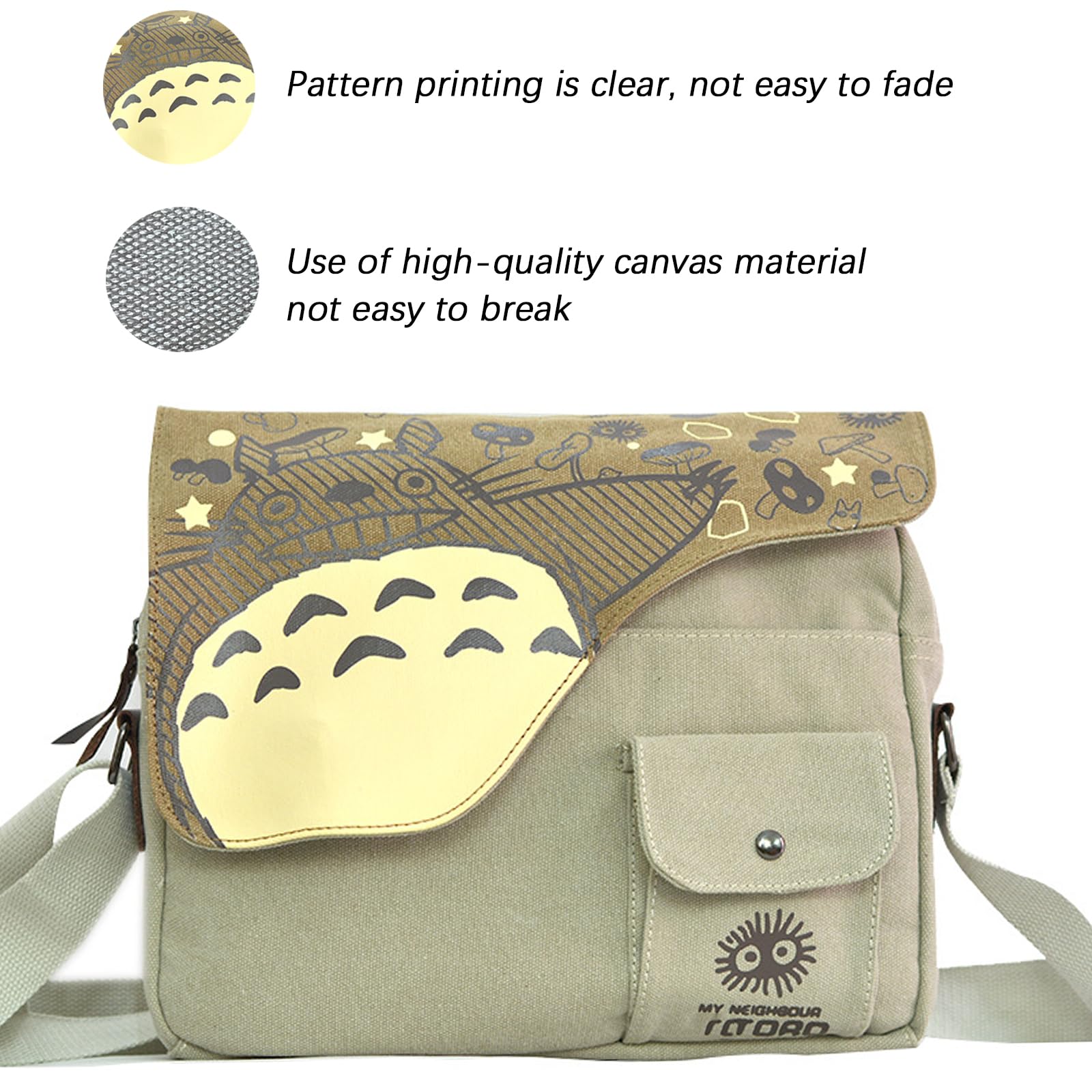 **Anime Messenger Bag for Women - Kawaii Crossbody Shoulder Bag, Cute Canvas School Bag for Casual Outings, Travel & Daily Use**