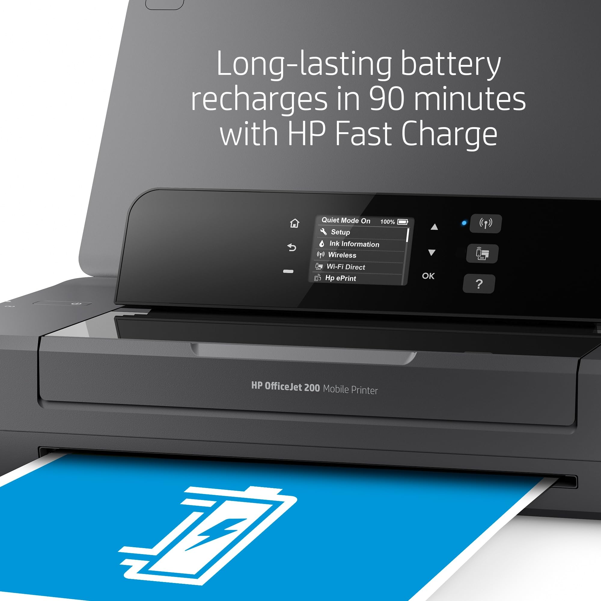 HP OfficeJet 200 Portable Wireless Mobile Printer - Compact & Lightweight (18.6x36.4x6.9cm) for Business Travel & Home Office - Black (CZ993A#BHC) | Perfect for On-the-Go Printing, Remote Work & Small Business Needs