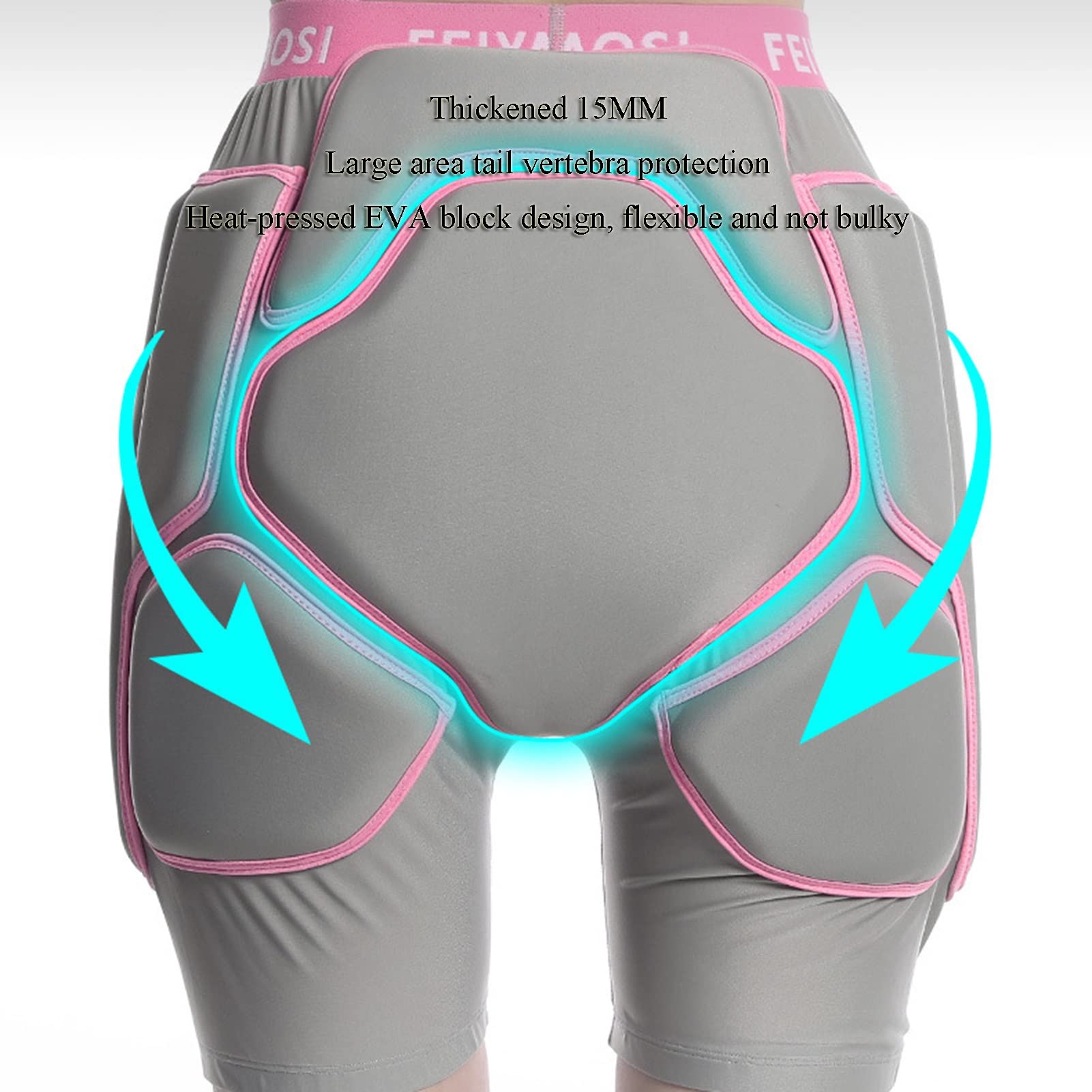 Women's EVA 3D Padded Hip Protector Shorts - Protective Gear for Inline Skating, Skateboarding, Cycling & Fall Prevention - Comfortable Tailbone & Butt Pads (Size Small) - Ideal for Sports Safety & Injury Prevention