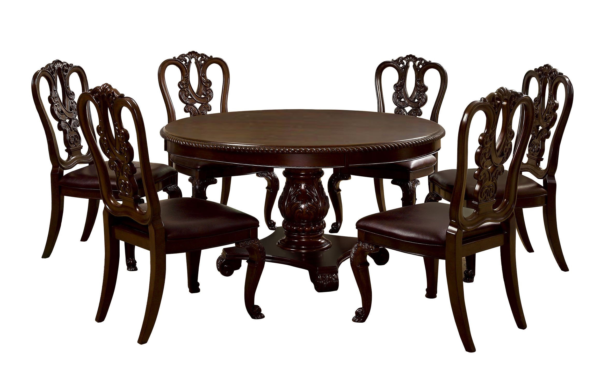 Furniture of America Evangelyn 7-Piece Dining Set with Wooden Chairs - Modern Kitchen & Dining Room Table Set for Family Gatherings & Dinner Parties