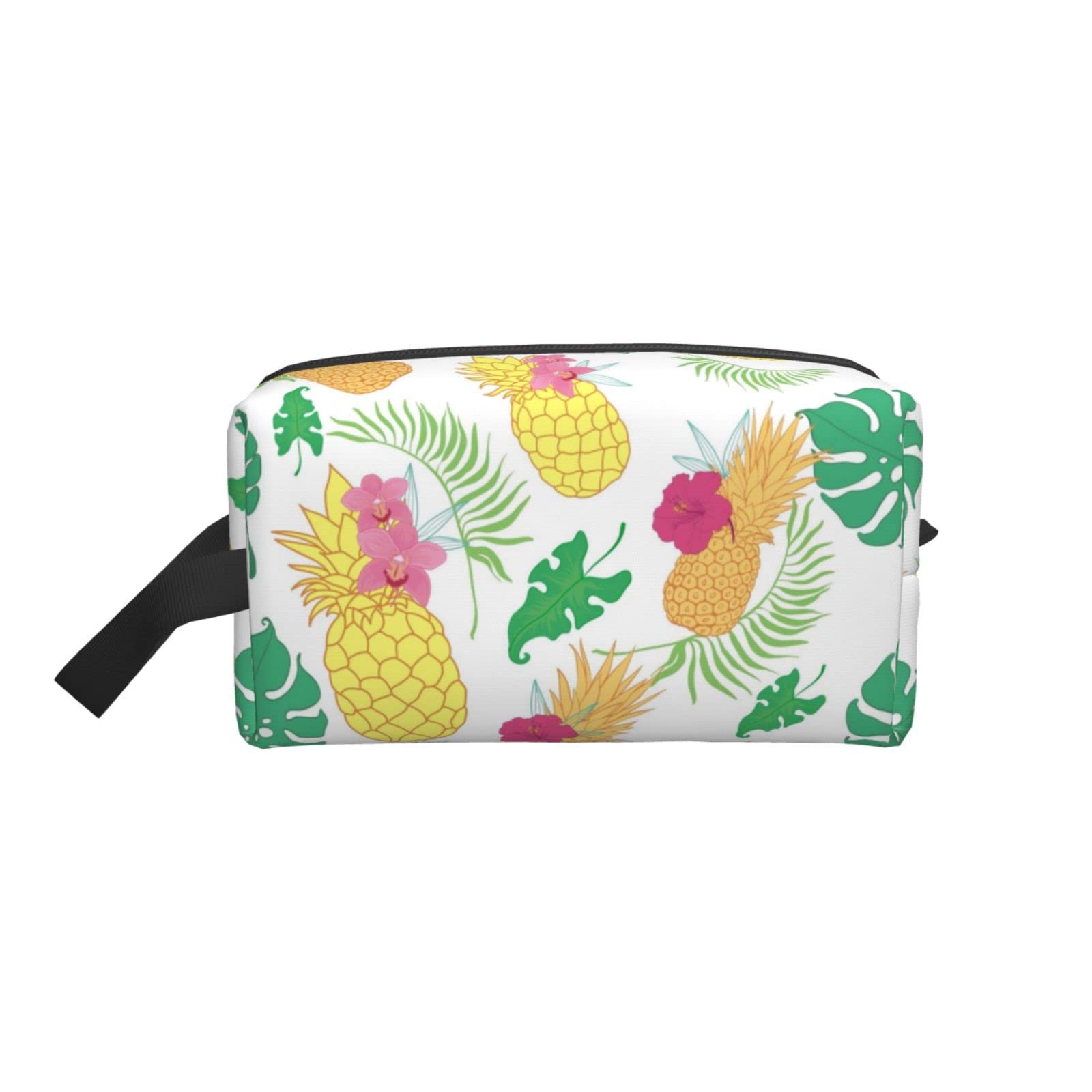Waterproof Large Makeup Bag for Women - Travel Cosmetic Pouch with Zipper, Pineapple Design Toiletry Organizer for Purse, Gym, Vacation & Daily Use