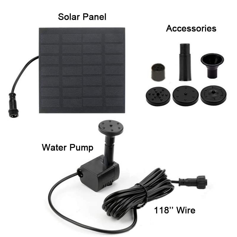 Solar Powered Water Fountain Pump for Bird Bath & Fish Pond - 7V/1.2W Outdoor Garden Fountain Kit with Bubbler Feature (Requires Sunlight) - Perfect for Backyard Decor, Patio Water Features & Wildlife Attraction