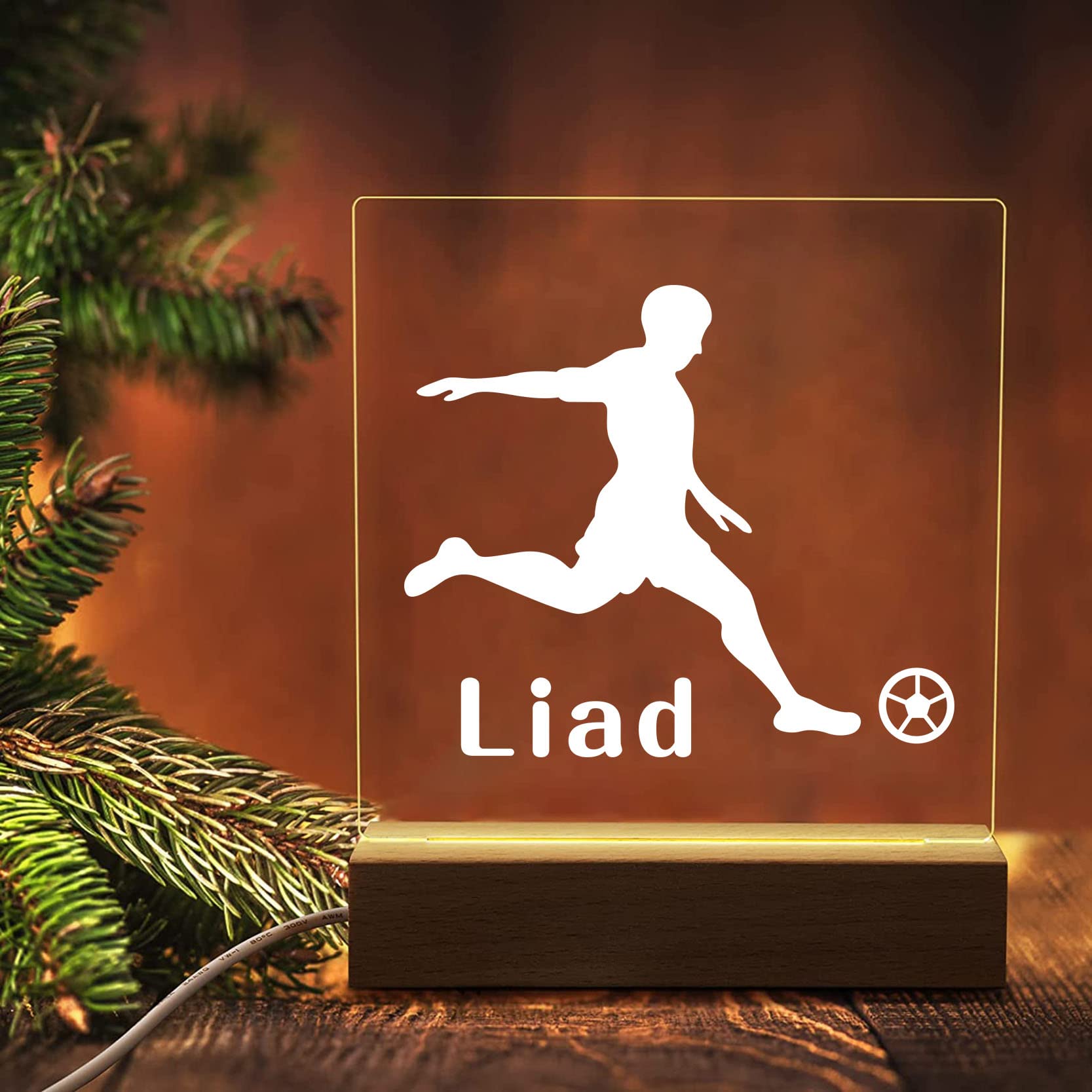 Football Night Light for Kids - Custom LED Night Lamp for Boys & Girls Bedroom Decor - Perfect for Nursery, Kids Room & Sleep Aid