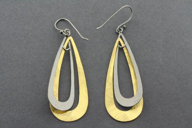 Interlinked Teardrop Earrings - Gold Plated & Oxidized Dangle Earrings for Women - Perfect for Parties, Weddings & Everyday Wear