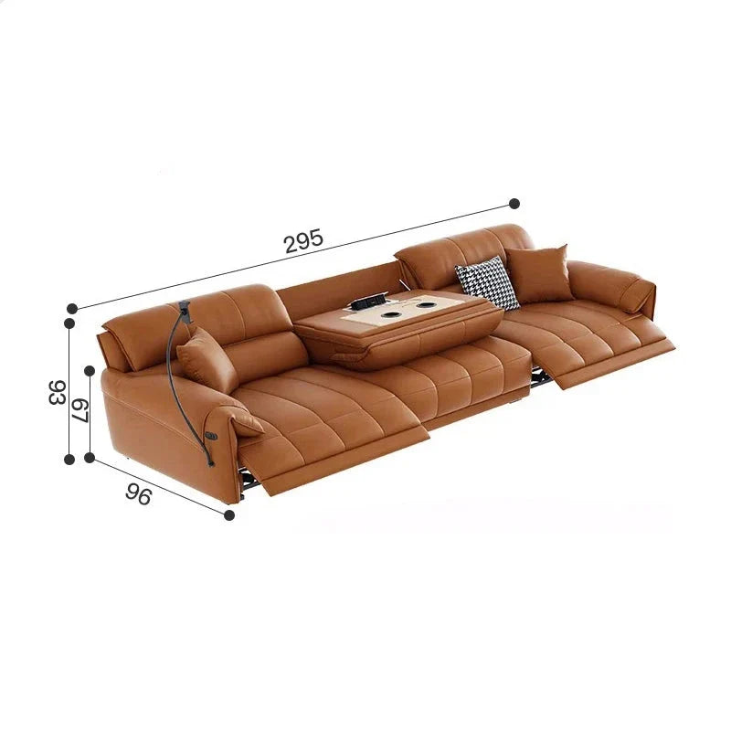 Italian Genuine Leather Recliner Loveseat Sofa - Premium Leather Reclining Couch with Adjustable Backrest for Living Room, Home Theater & Lounge Spaces