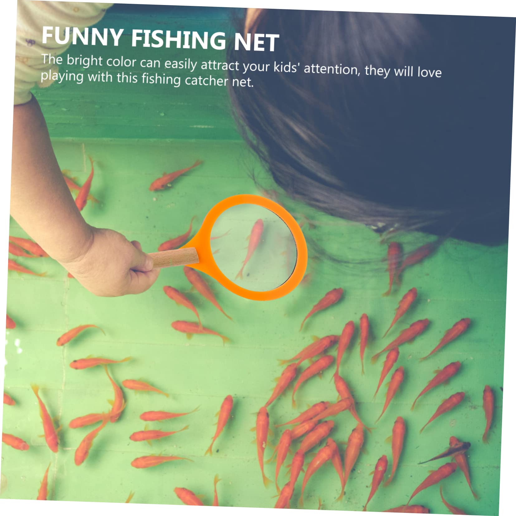 VICASKY 4-Pack Goldfish Paper Net Fishing Kit - Outdoor Play Set with Fish Nets, Goldfish Catcher Toys & Wooden Handles for Kids - Perfect for Birthday Parties, Pool Games & Summer Outdoor Activities