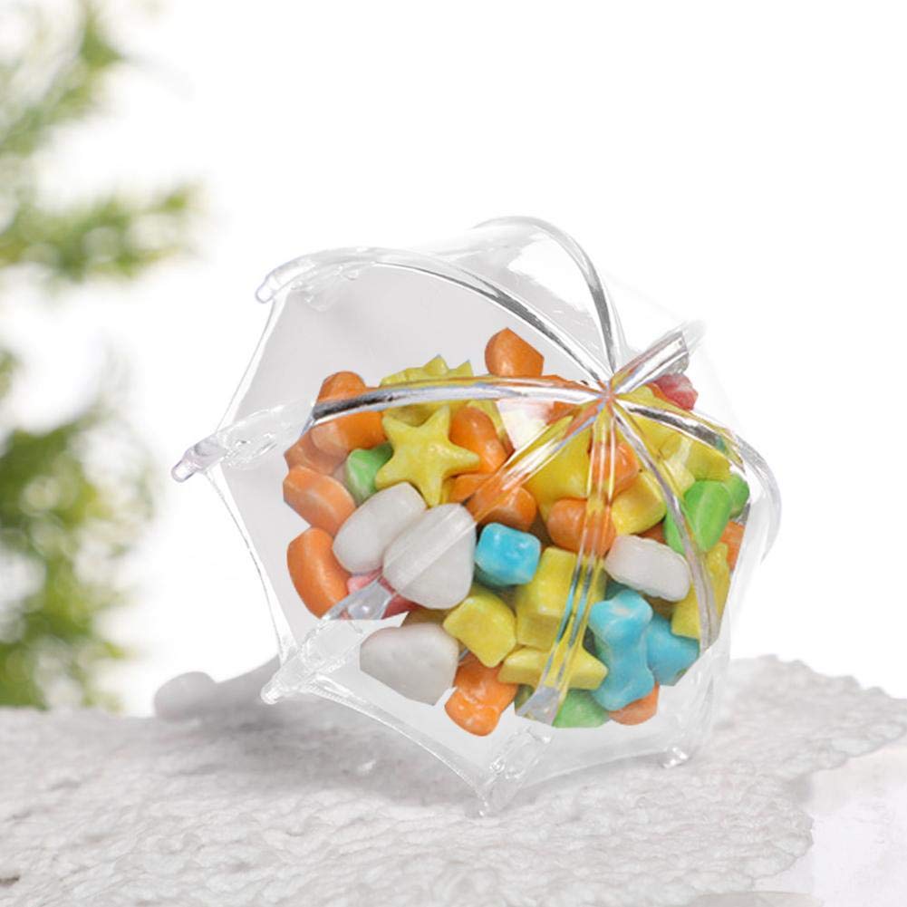 24Pcs Fillable Plastic Candy Boxes - Umbrella Shape Wedding Favors, Party Decorations for Chocolate & Small Candies - Perfect for Table Decor, Baby Showers, Bridal Showers & Birthday Parties