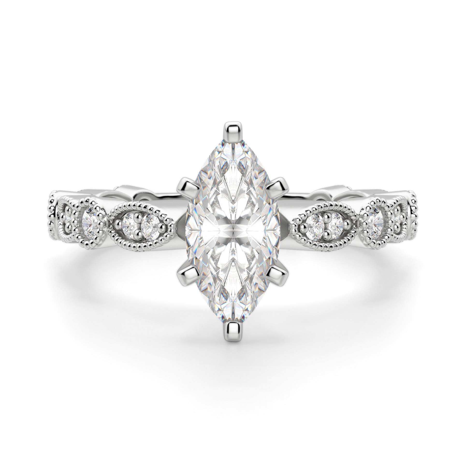 1.50CT Marquise Cut Colorless Moissanite Engagement Ring Wedding Bridal Set, Diamond Alternative Solitaire Halo Ring in 14K Gold/Silver - Vintage Style Anniversary Promise Ring for Women by Siyaa Gems | Perfect for Proposals, Weddings & Special Occasions