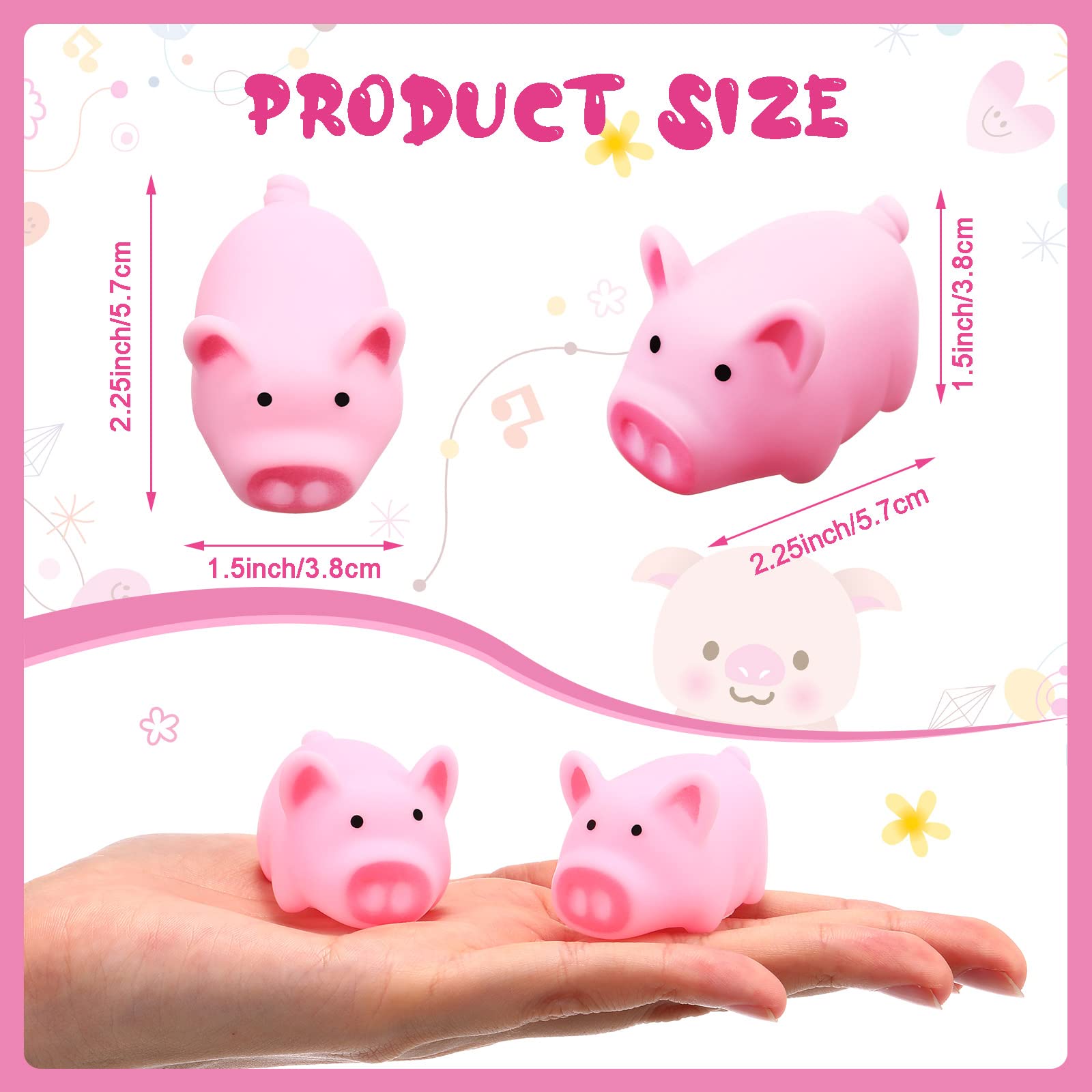 100 Pcs Mini Rubber Pig Bath Toys - Pink Piggy Float Squeak Toys for Baby Shower, Halloween, Christmas Party, Birthday Gift, 2.25 x 1.5 x 1.5 Inches - Perfect for Bathtub Fun, Pool Parties, and Kids' Sensory Play