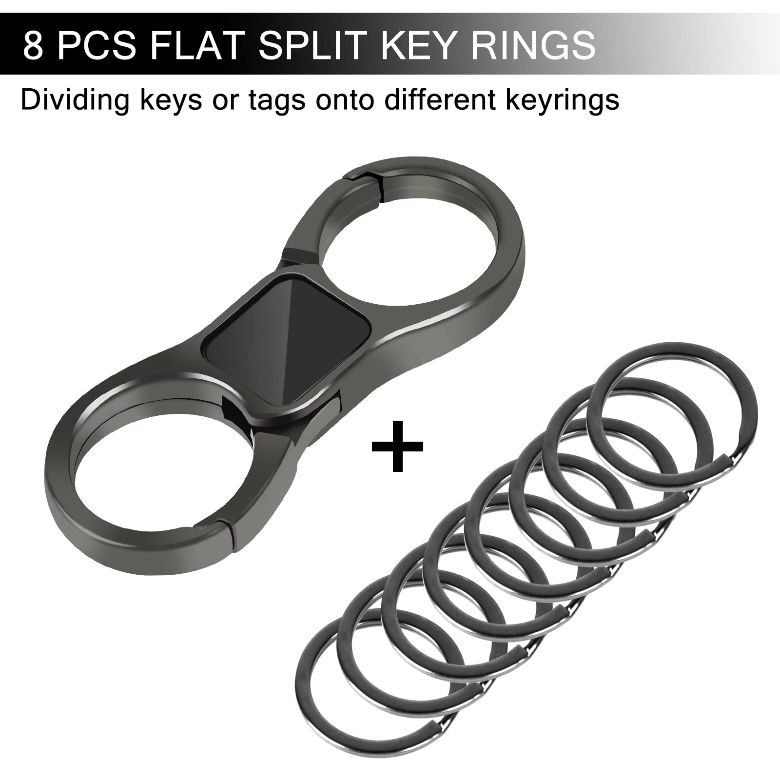 DAYGOS Quick Release Keychain with 8 Key Rings - Heavy Duty Car Key Organizer - Perfect for Car Keys, House Keys & Office Keys (Black)
