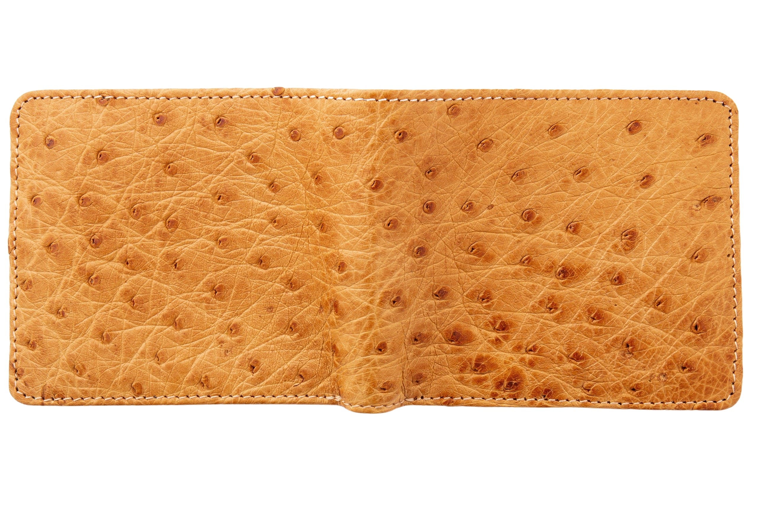 Genuine Ostrich Leather Bifold Wallet for Men - Tan Brown Luxury Slim Wallet - Perfect for Everyday Carry, Business & Travel