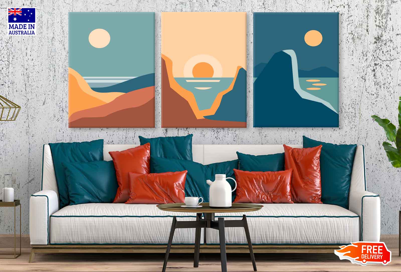 3-Piece Sea Mountain View Canvas Wall Art Set - High Quality Print, 100% Australian Made, Ready to Hang - Perfect for Living Room, Bedroom & Office Decor