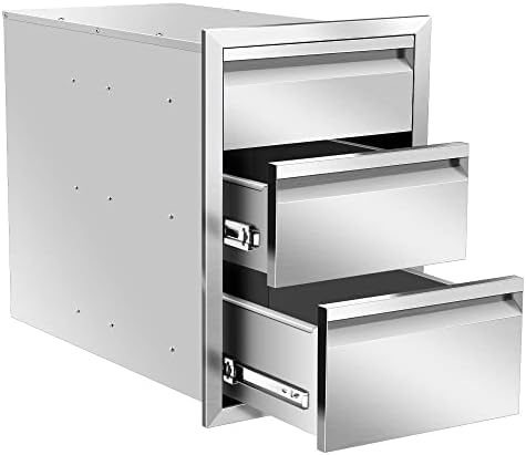 Stainless Steel Outdoor Kitchen Drawers - Flush Mount Double BBQ Drawers with Handle for BBQ Island & Grill Station (16