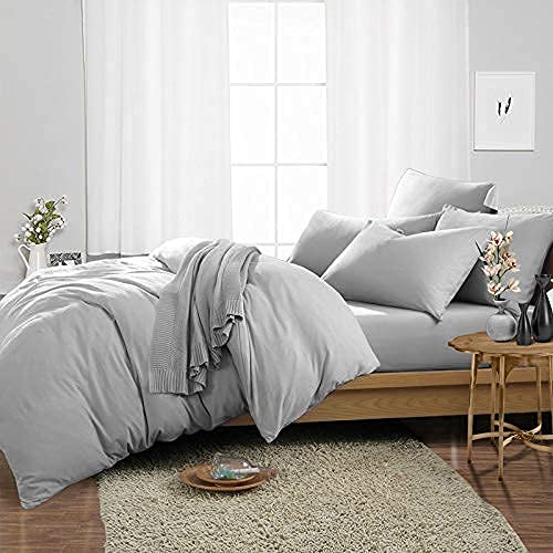 Luxury 3-Piece Duvet Cover Set - 1000 Thread Count 100% Certified Giza Cotton | Hotel Quality, Breathable & Ultra Soft | Zipper Closure with Corner Ties (King 104x90, Silver Grey) - Perfect for Master Bedrooms, Guest Rooms & Upscale Hotels