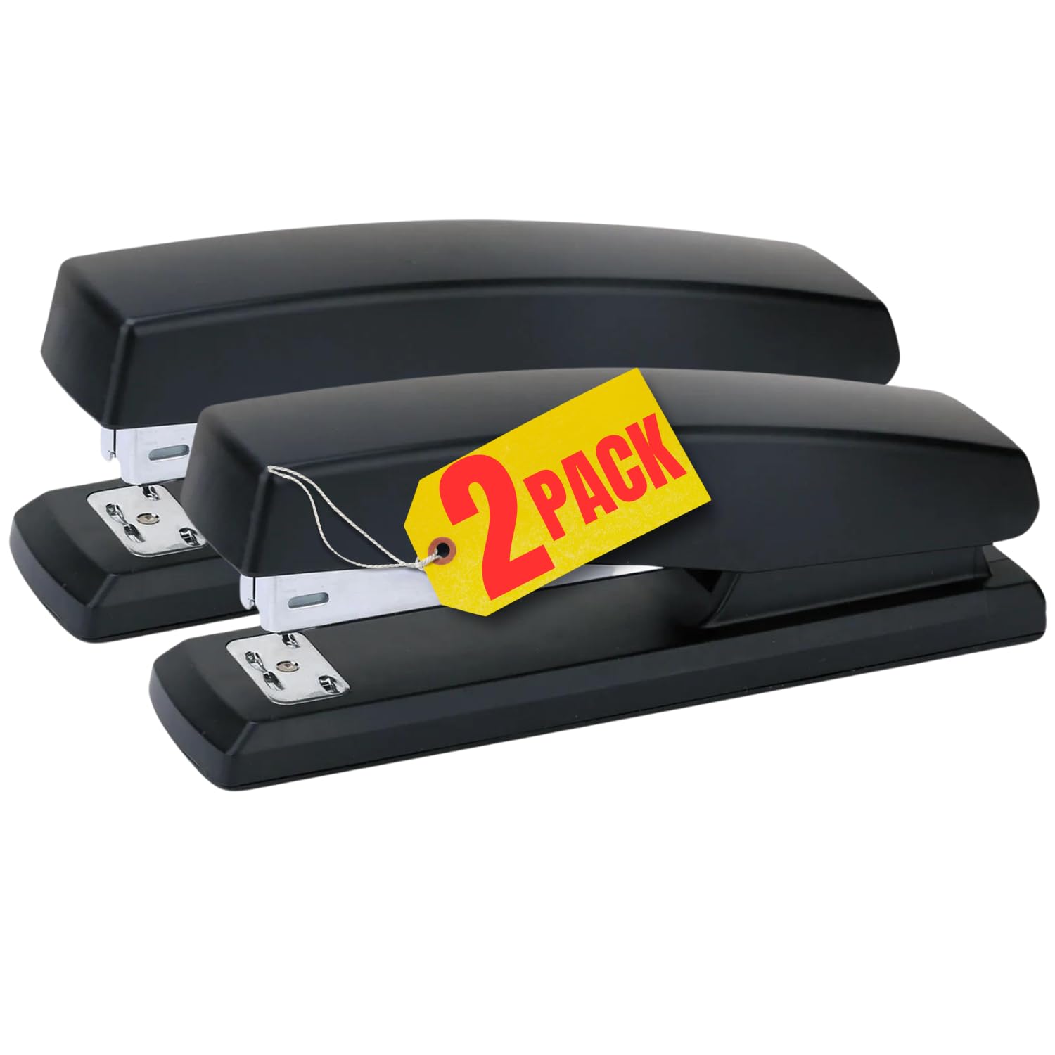 1InTheOffice Heavy Duty Desk Stapler - 2 Pack Black Office Stapler with 20 Sheets Capacity for Paper Documents, Files, Reports | Perfect for Home Office, School, Workplace & Business Use