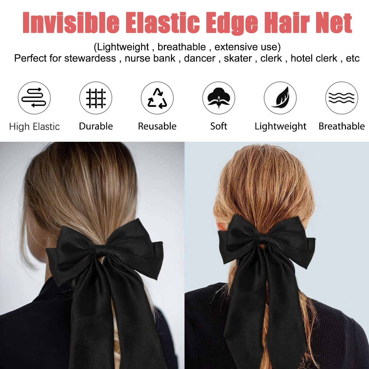 Elegant Silk Hair Accessories - Large Satin Bow Clips for Women & Girls | Black Hair Ribbons & Stylish Hair Bows for Parties, Weddings & Everyday Wear