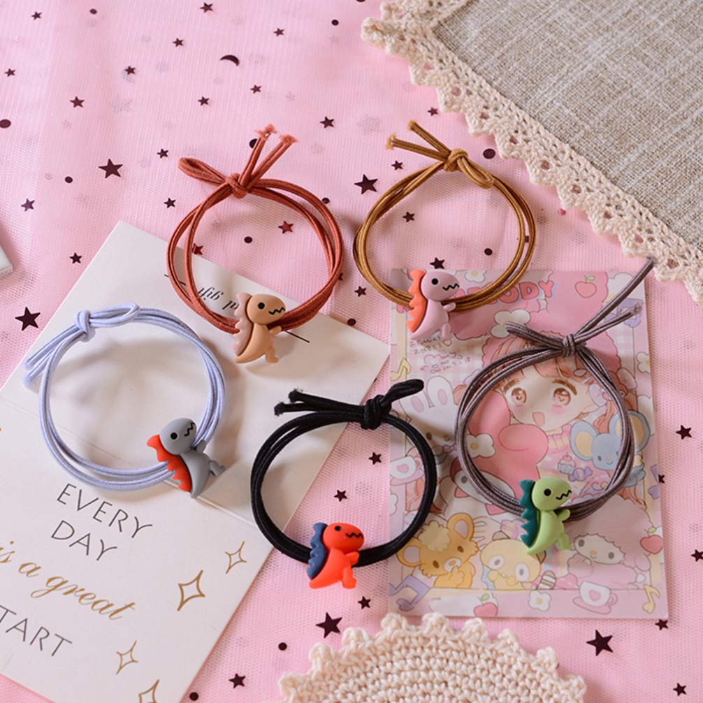 NUOBESTY 20pcs Cute Dinosaur Hair Ties - Cartoon Animal Hair Bands for Women & Girls, Soft Ponytail Holders & Hair Accessories for School, Work, Sports & Daily Use