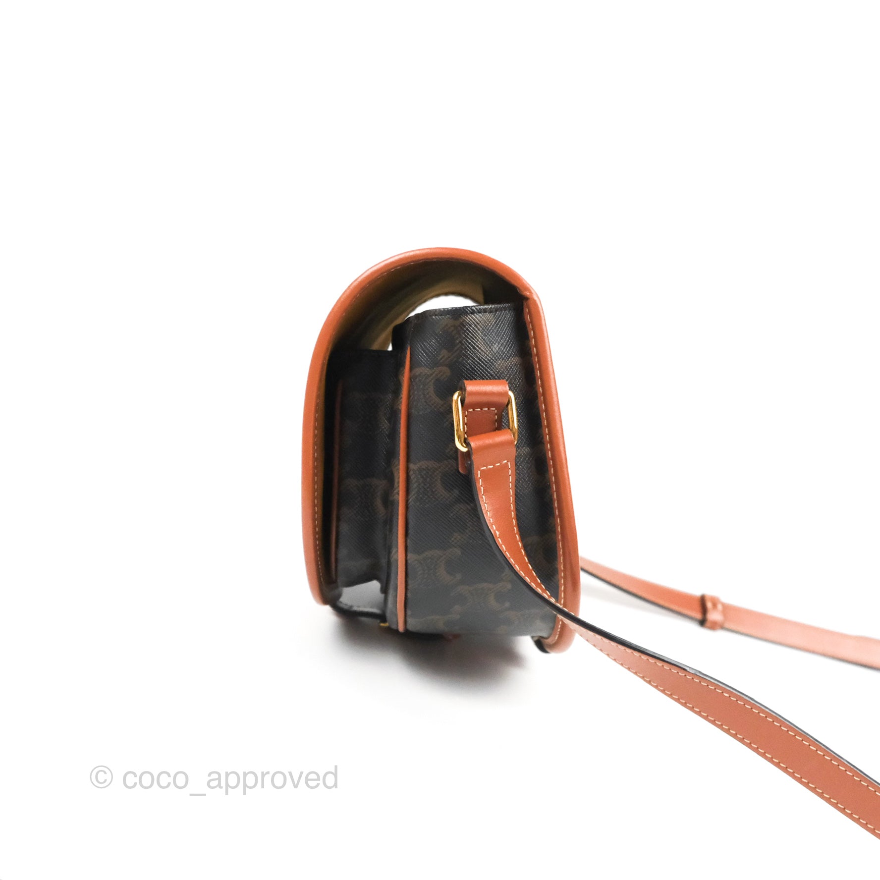 Celine Medium Triomphe Canvas Folco Bag in Tan - Luxury Crossbody Handbag for Women, Perfect for Work, Travel & Everyday Use
