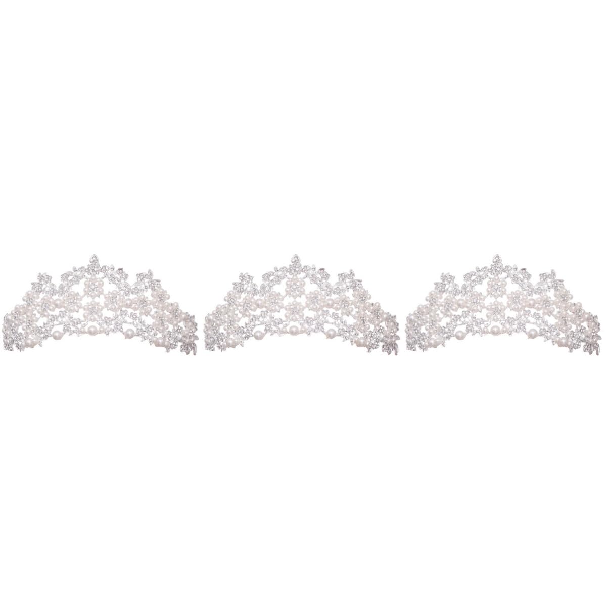 FOMIYES 3-Piece Pearl Tiara Set for Women - Bridal Headpiece, Fairy Crown, Wedding Hair Accessories - Elegant White Bride Headband for Weddings, Prom, Pageants & Special Occasions