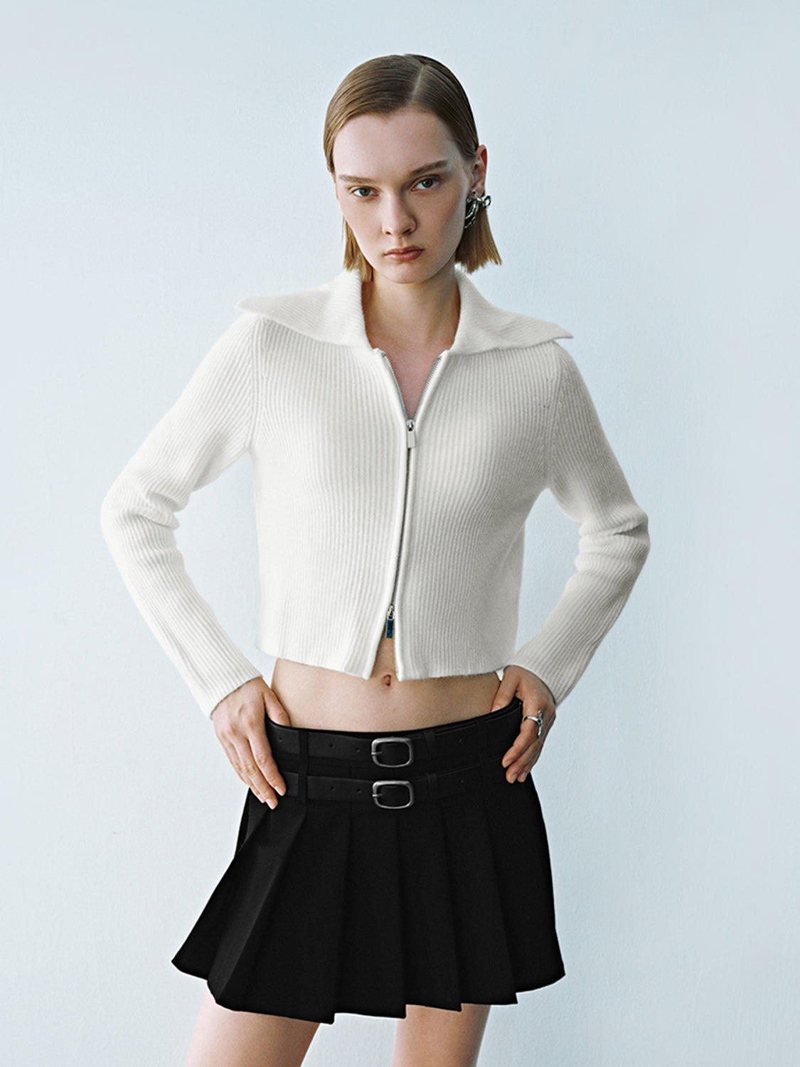 Cropped Zip Up Front Knitted Cardigans for Women - Soft Comfortable Lightweight Sweater - Perfect for Spring, Fall & Layering Outfits