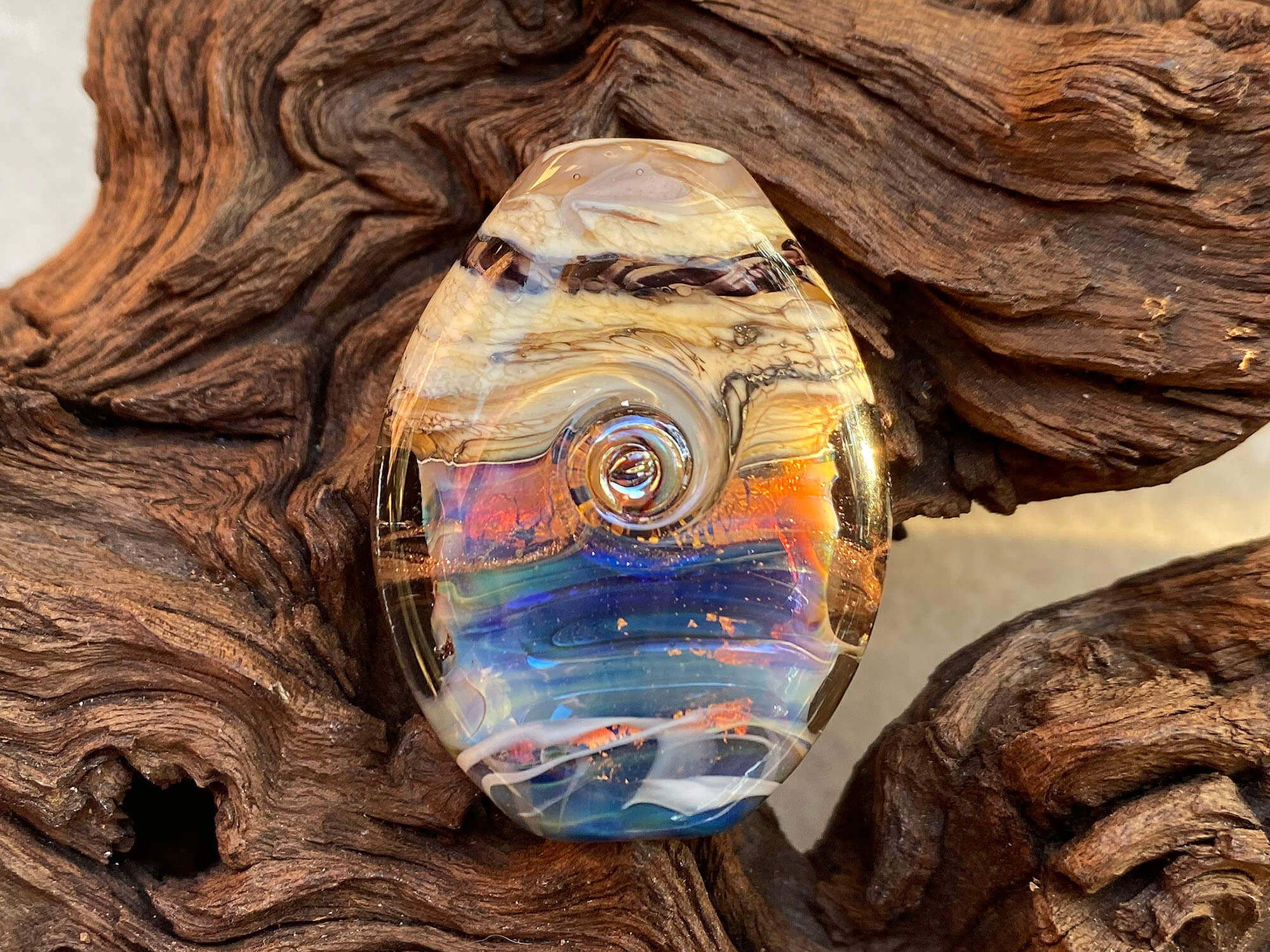 Fiery Blue Organic Focal Lampwork Glass Bead for Jewelry Making - Handmade SRA Artisan Bead - Perfect for Necklaces, Bracelets & DIY Craft Projects