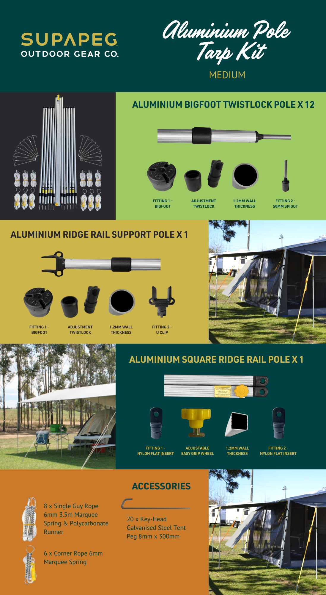 **Heavy-Duty Aluminum Pole Tarp Kits – Waterproof & UV-Resistant Shelter for Camping, Construction, and Outdoor Events**