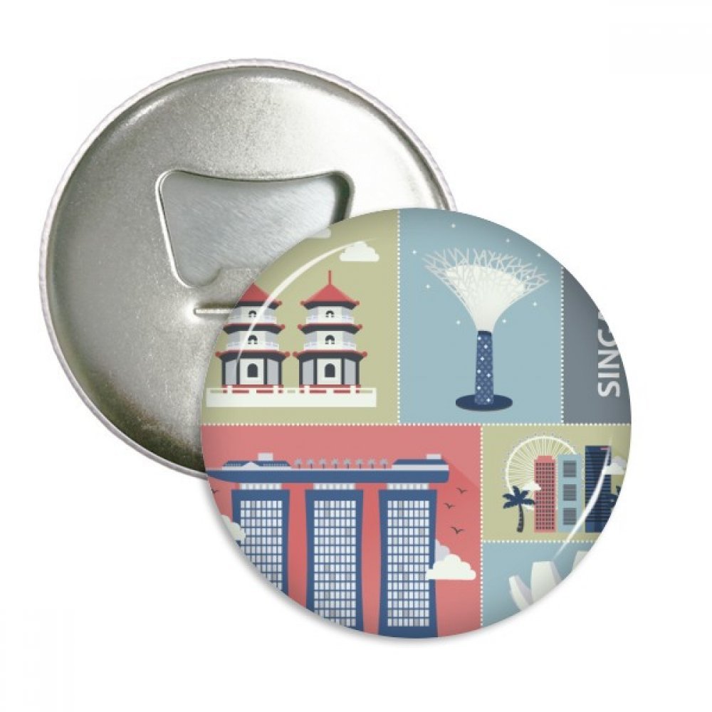 Singapore Skyscraper Souvenir Bottle Opener & Fridge Magnet - Iconic Landmarks Multi-Functional Badge for Travel Gifts, Home Decor & Bar Accessories