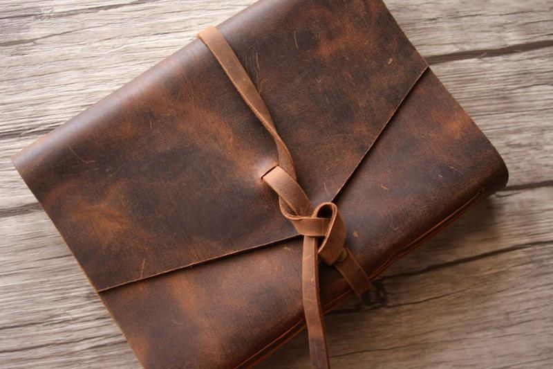 Handmade Personalized Leather Photo Album - Custom Engraved Memory Book for Wedding, Baby & Travel Scrapbooking - Perfect Gift for Anniversaries & Special Occasions