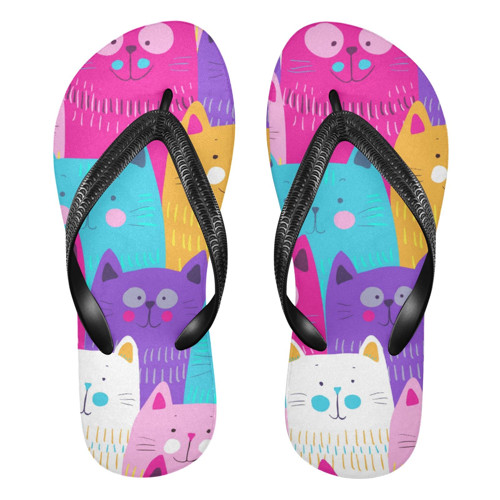 **Men's & Women's Kigai Sandal Flip Flops - Comfortable Beach Slippers, Shower Shoes with Cute Cat Design & Vibrant Colors - Perfect for Pool, Beach, and Summer Outings**